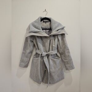 ASOS Warehouse Brand Womens Medium Gray Coat With Tie Belt - Classic, Cozy